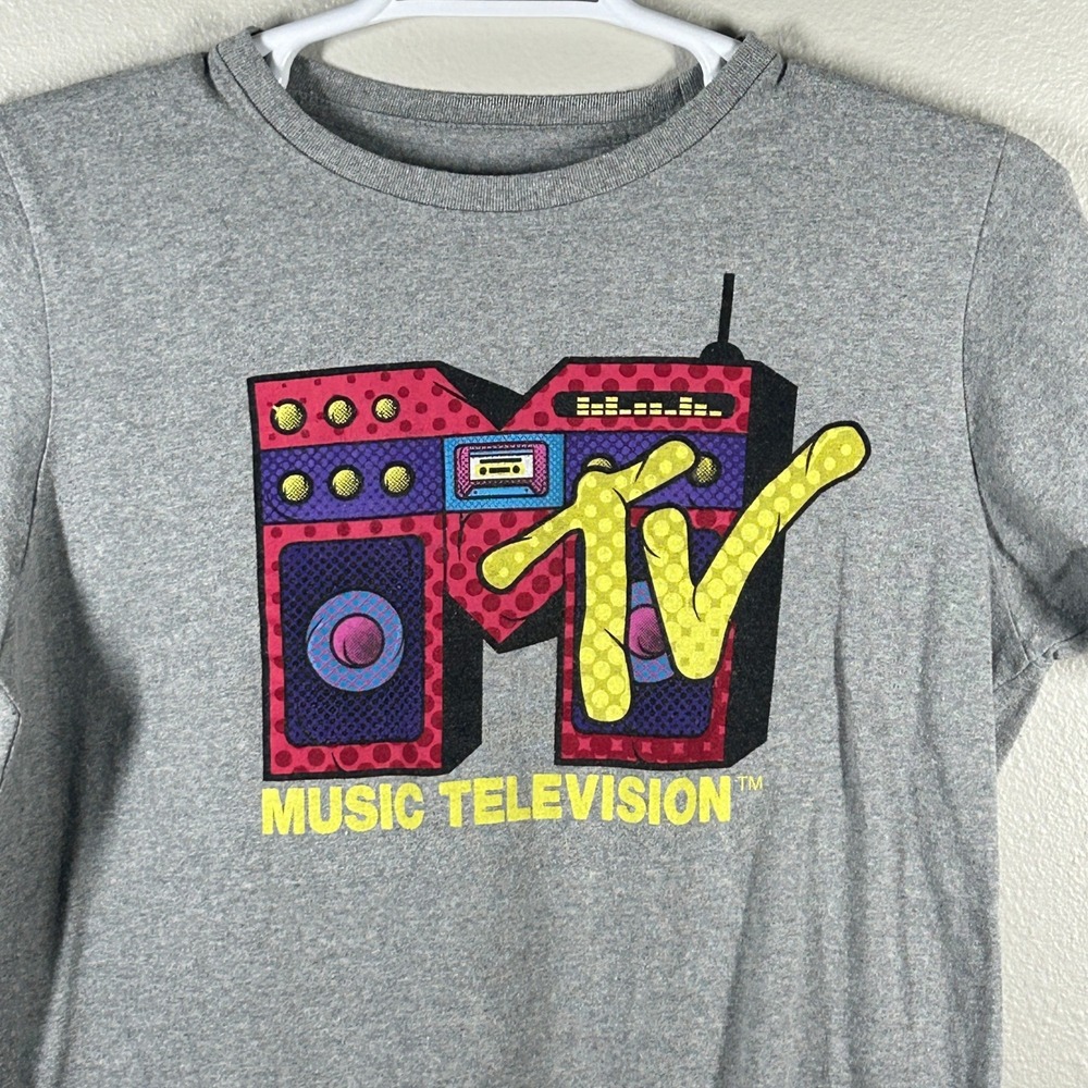 MTV Music Television Boombox Graphic T-Shirt Gray Large Viacom 2022 Mens Tee